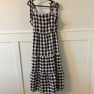 SHEIN Black and White Tiered Midi Sundress